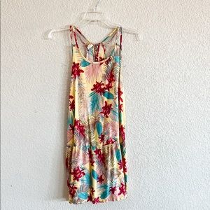 Roxy Tropical Yellow Floral T Strap Summer Beachy Dress